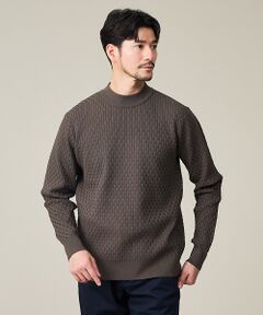 ABAHOUSE / アバハウス ニット・セーター | 【ハイストレッチ】ブロックチェック ジャガード モックネックニット