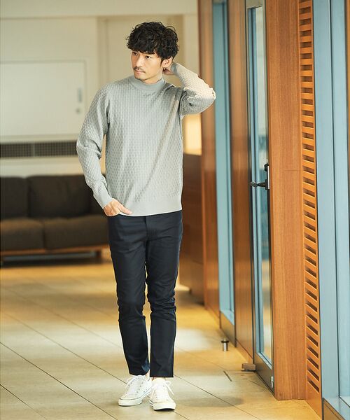ABAHOUSE / アバハウス ニット・セーター | 【ハイストレッチ】ブロックチェック ジャガード モックネックニット | 詳細8