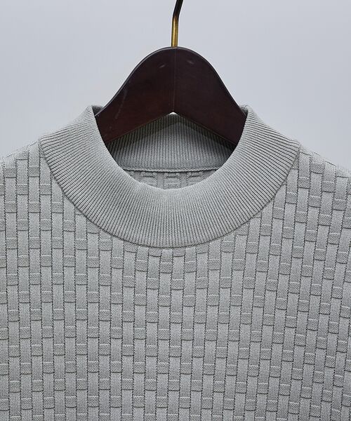 ABAHOUSE / アバハウス ニット・セーター | 【ハイストレッチ】ブロックチェック ジャガード モックネックニット | 詳細10