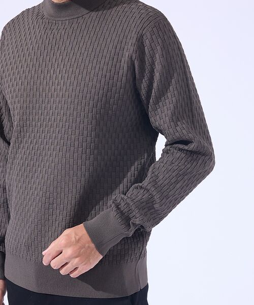 ABAHOUSE / アバハウス ニット・セーター | 【ハイストレッチ】ブロックチェック ジャガード モックネックニット | 詳細15