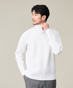 ABAHOUSE / アバハウス ニット・セーター | 【ハイストレッチ】ブロックチェック ジャガード タートルネック ニット