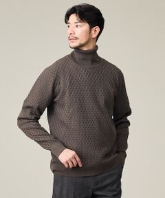 ABAHOUSE / アバハウス ニット・セーター | 【ハイストレッチ】ブロックチェック ジャガード タートルネック ニット