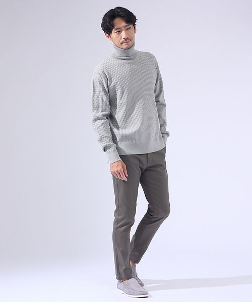ABAHOUSE / アバハウス ニット・セーター | 【ハイストレッチ】ブロックチェック ジャガード タートルネック ニット | 詳細5