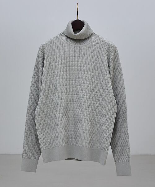 ABAHOUSE / アバハウス ニット・セーター | 【ハイストレッチ】ブロックチェック ジャガード タートルネック ニット | 詳細7