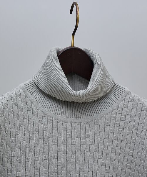 ABAHOUSE / アバハウス ニット・セーター | 【ハイストレッチ】ブロックチェック ジャガード タートルネック ニット | 詳細8