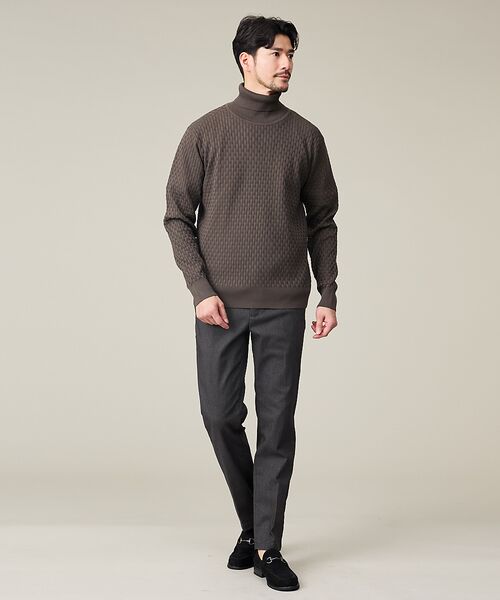 ABAHOUSE / アバハウス ニット・セーター | 【ハイストレッチ】ブロックチェック ジャガード タートルネック ニット | 詳細12