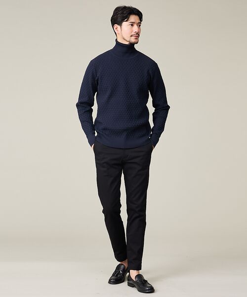 ABAHOUSE / アバハウス ニット・セーター | 【ハイストレッチ】ブロックチェック ジャガード タートルネック ニット | 詳細15