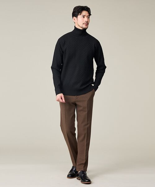 ABAHOUSE / アバハウス ニット・セーター | 【ハイストレッチ】ブロックチェック ジャガード タートルネック ニット | 詳細17