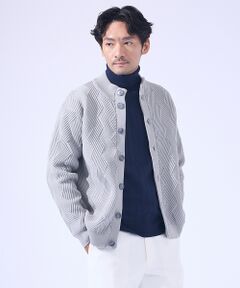 ABAHOUSE / アバハウス カーディガン・ボレロ | 【ジオメトリック柄 / 軽量】スタンド カーディガン