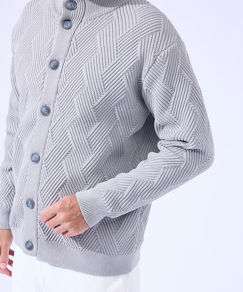 ABAHOUSE / アバハウス カーディガン・ボレロ | 【ジオメトリック柄 / 軽量】スタンド カーディガン | 詳細5