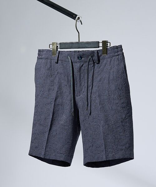 ABAHOUSE / アバハウス ショート・ハーフ・半端丈パンツ | フラワージャガード ショートパンツ(ダークネイビー)