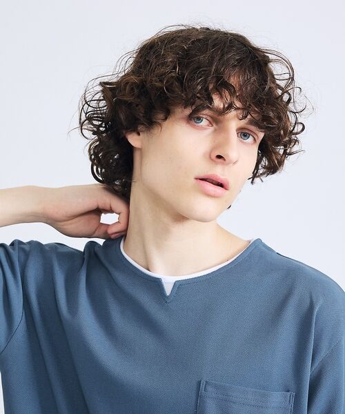 ABAHOUSE / アバハウス Tシャツ | キーネック カノコ半袖Tシャツ / フェイクレイヤード | 詳細15