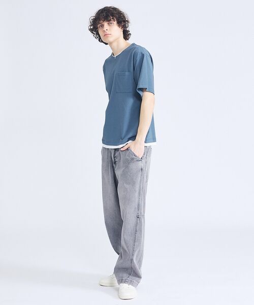 ABAHOUSE / アバハウス Tシャツ | キーネック カノコ半袖Tシャツ / フェイクレイヤード | 詳細17