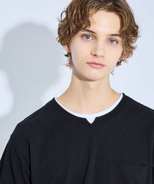 ABAHOUSE / アバハウス Tシャツ | キーネック カノコ半袖Tシャツ / フェイクレイヤード | 詳細15