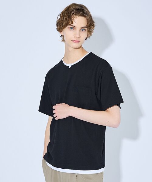 ABAHOUSE / アバハウス Tシャツ | キーネック カノコ半袖Tシャツ / フェイクレイヤード | 詳細16