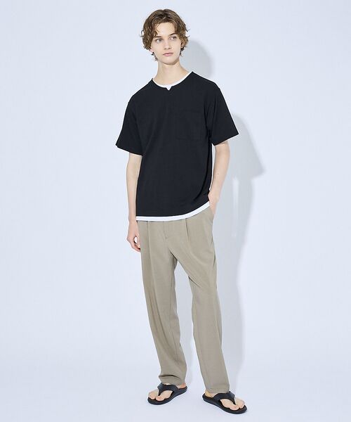 ABAHOUSE / アバハウス Tシャツ | キーネック カノコ半袖Tシャツ / フェイクレイヤード | 詳細17