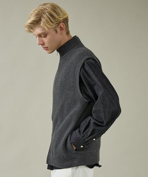 ABAHOUSE / アバハウス ニット・セーター | 12ゲージ ドライバーズニットベスト / ダブルジップ | 詳細14