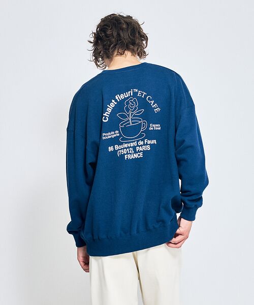 ABAHOUSE/アバハウス cafe graphic バックプリント スウェット オーバーサイズ / ユニセ ブルー 46 ABAHOUSE/アバハウス cafe graphic バックプリント スウェット オーバーサイズ / ユニセ ブルー 46