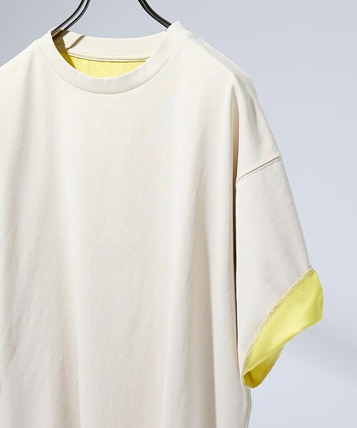ABAHOUSE / アバハウス Tシャツ | 【リバーシブル配色】バックメッシュ 半袖Tシャツ / オーバーサイズ(グレージュ)