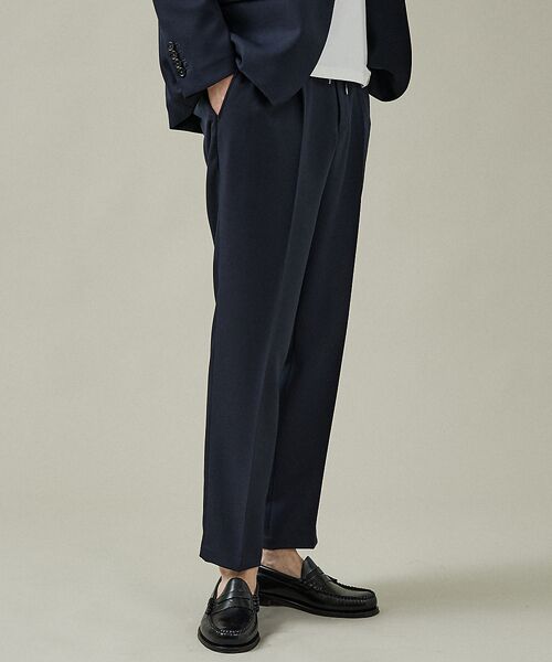 ABAHOUSE / アバハウス スラックス・ドレスパンツ | 【セットアップ対応】デニムライク ワンタック イージースラックス / 2WAYス(ダークネイビー)