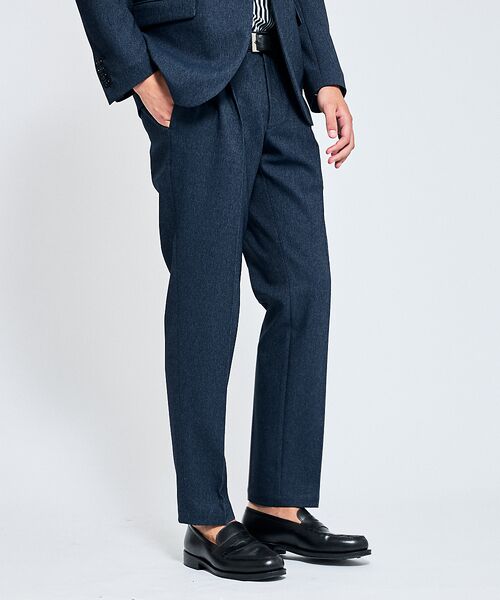 ABAHOUSE / アバハウス スラックス・ドレスパンツ | 【セットアップ対応】デニムライク ワンタック イージースラックス / 2WAYス(インディゴ)