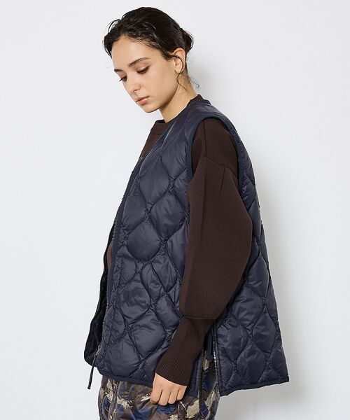 ABAHOUSE/アバハウス 【TAION/タイオン】ミリタリー VネックWジップ ダウンベスト-ソフトシェル ダークネイビー XL