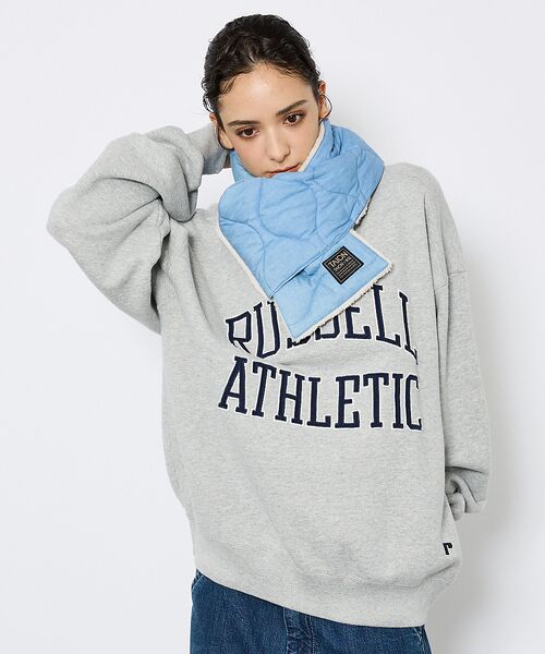 ABAHOUSE / アバハウス マフラー・ショール・スヌード・ストール | 【TAION / タイオン】ミリタリー リバーシブル ダウンマフラー/デニム/リ | 詳細1