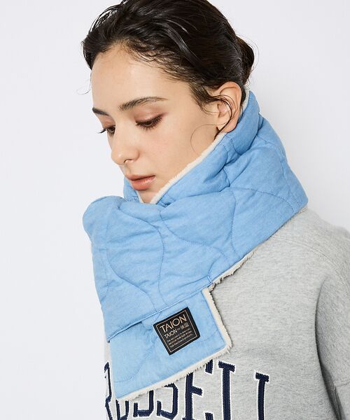 ABAHOUSE / アバハウス マフラー・ショール・スヌード・ストール | 【TAION / タイオン】ミリタリー リバーシブル ダウンマフラー/デニム/リ | 詳細3