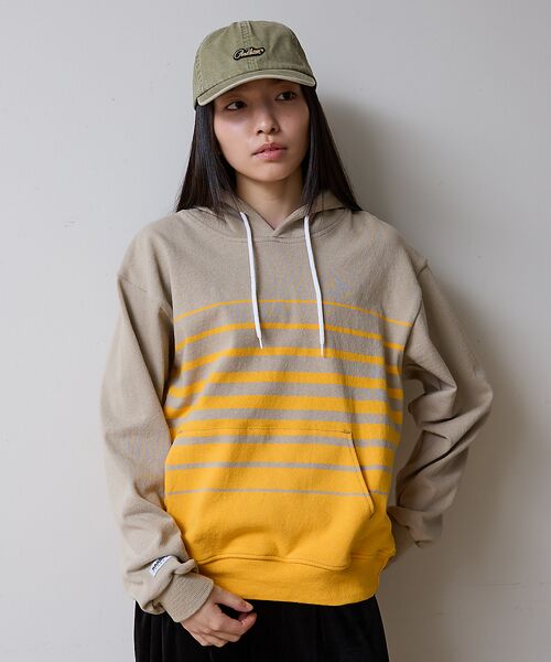 ABAHOUSE / アバハウス パーカー | BARBARIAN 12ozHEAVY WEIGHTパーカー/ボーダー/ユニセッ(ベージュ系その他1)