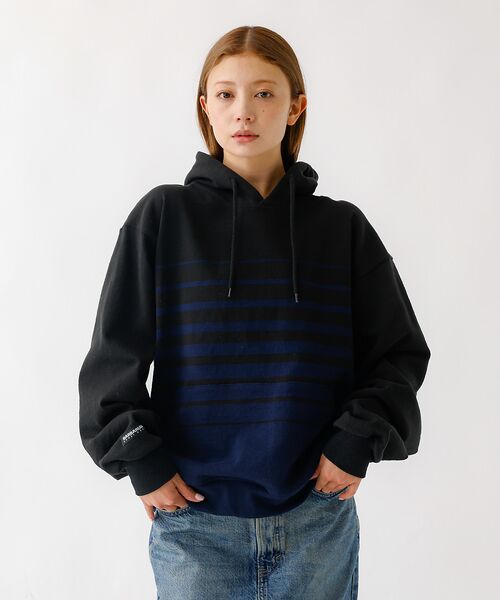 ABAHOUSE / アバハウス パーカー | BARBARIAN 12ozHEAVY WEIGHTパーカー/ボーダー/ユニセッ(ブラック系その他1)