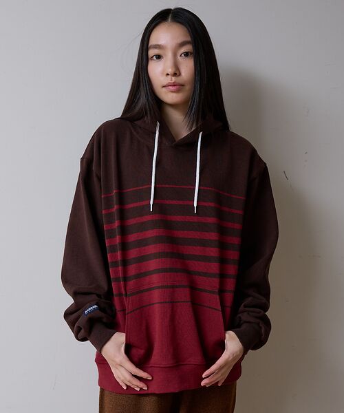 ABAHOUSE / アバハウス パーカー | BARBARIAN 12ozHEAVY WEIGHTパーカー/ボーダー/ユニセッ(ブラウン系その他1)