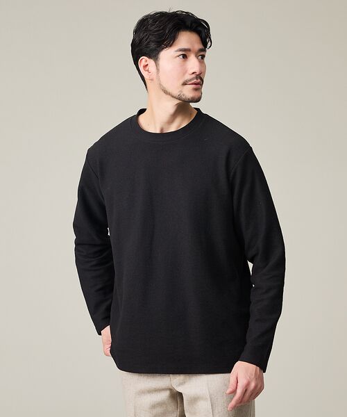 ABAHOUSE / アバハウス Tシャツ | ダブルジャージ 鹿の子 プルオーバー(ブラック)