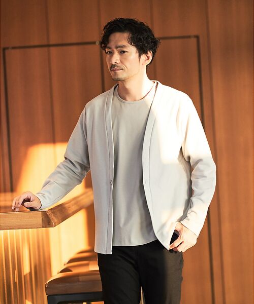 ABAHOUSE / アバハウス カーディガン・ボレロ | ダブルジャージ 鹿の子 ワンボタンカーディガン | 詳細2