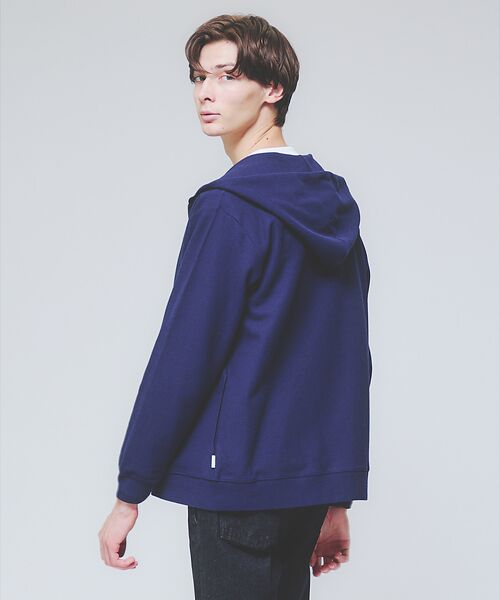 ABAHOUSE / アバハウス パーカー | ダブルジャージ 鹿の子 ジップパーカー(ネイビー)