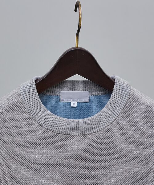 ABAHOUSE / アバハウス ニット・セーター | ダブルフェイス モールカノコ プルオーバー ライン切替えニット | 詳細9