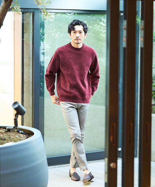 ABAHOUSE / アバハウス ニット・セーター | ダブルフェイス モールカノコ プルオーバー ライン切替えニット | 詳細19