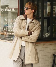 ABAHOUSE / アバハウス ステンカラーコート | ワッシャーナイロン 中綿パデットコート / Padded Half Coat /