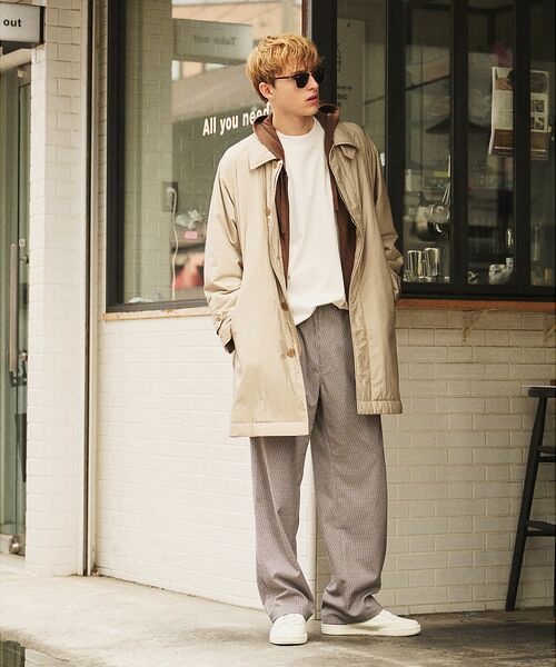 ABAHOUSE / アバハウス ステンカラーコート | ワッシャーナイロン 中綿パデットコート / Padded Half Coat / | 詳細1