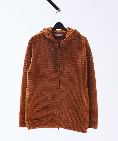 ABAHOUSE / アバハウス パーカー | シェルニット ダブルジップパーカー(オレンジ)