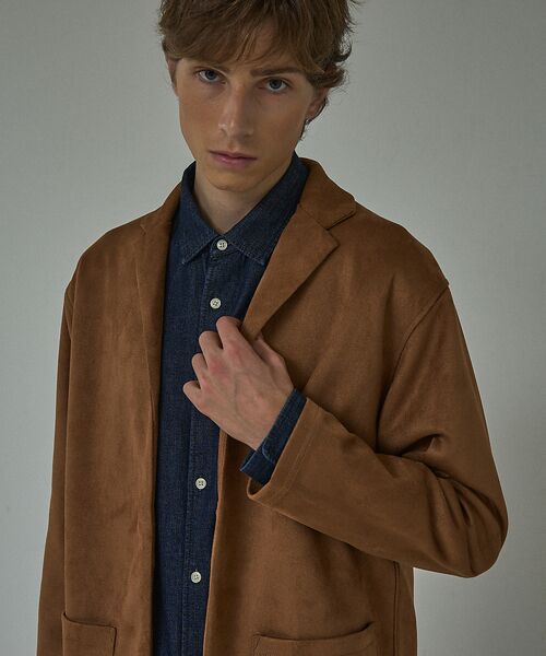 ABAHOUSE / アバハウス カーディガン・ボレロ | 【セットアップ対応】ネオスエード ジャケット カーディガン / ダンボールニット(ライトブラウン)