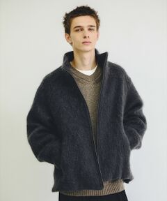 ABAHOUSE / アバハウス ブルゾン | ウール×モヘア シャギー スタンドカラーブルゾン