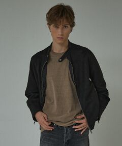 ABAHOUSE / アバハウス ブルゾン | 【セットアップ対応】ネオスエード ライダースジャケット / ダンボールニット