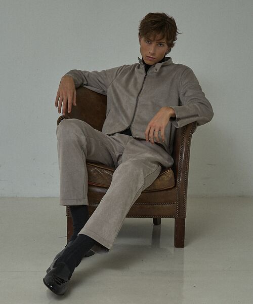 ABAHOUSE / アバハウス ブルゾン | 【セットアップ対応】ネオスエード ライダースジャケット / ダンボールニット | 詳細1