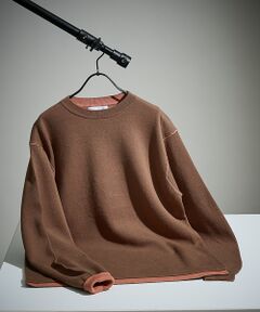 ABAHOUSE / アバハウス ニット・セーター | 【リバーシブルカラー】14Gコットン ニットスウェット / クルーネックプルオー