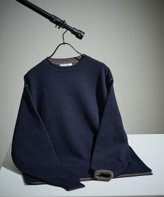 ABAHOUSE / アバハウス ニット・セーター | 【リバーシブルカラー】14Gコットン ニットスウェット / クルーネックプルオー