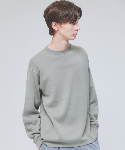 ABAHOUSE / アバハウス ニット・セーター | 【リバーシブルカラー】14Gコットン ニットスウェット / クルーネックプルオー | 詳細7