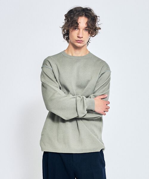 ABAHOUSE/アバハウス 【リバーシブル配色 】14ゲージ コットンニットプルオーバー / クルーネック【 グレージュ 46 ABAHOUSE/アバハウス 【リバーシブル配色 】14ゲージ コットンニットプルオーバー / クルーネック【 グレージュ 46