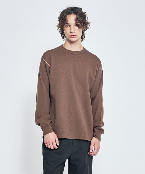 ABAHOUSE / アバハウス ニット・セーター | 【リバーシブルカラー】14Gコットン ニットスウェット / クルーネックプルオー | 詳細13