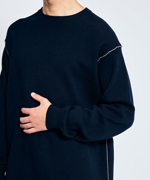 ABAHOUSE / アバハウス ニット・セーター | 【リバーシブルカラー】14Gコットン ニットスウェット / クルーネックプルオー | 詳細21