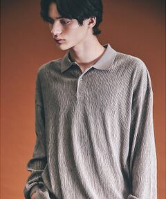 ABAHOUSE / アバハウス ポロシャツ | ベロアプリーツ ニットポロシャツ / オーバーサイズ